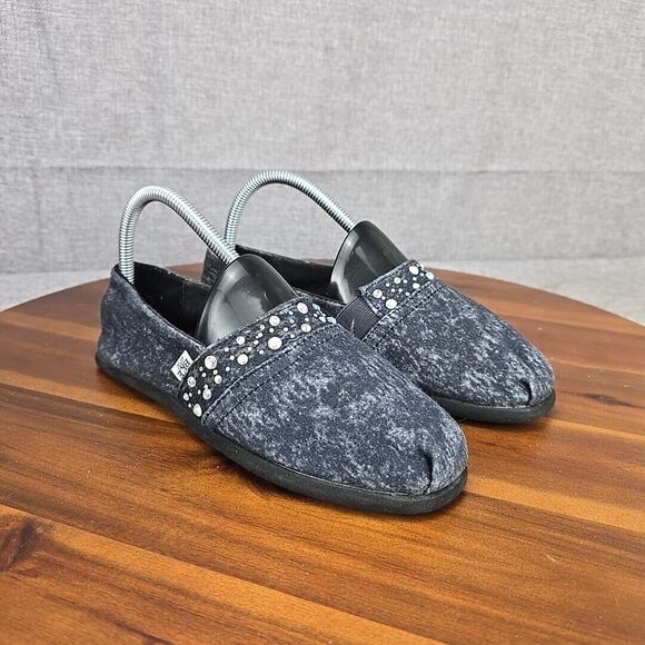BKE Womens Shoes Slip On Flats Denim Look Embellished Rhinestone Size 8 - Picture 2 of 12